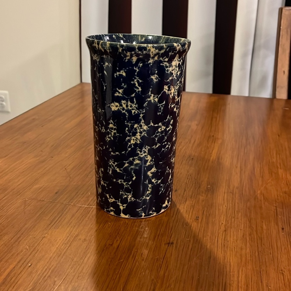Bennington Pottery Tall Utensil Crock 1398 holder cup blue agate